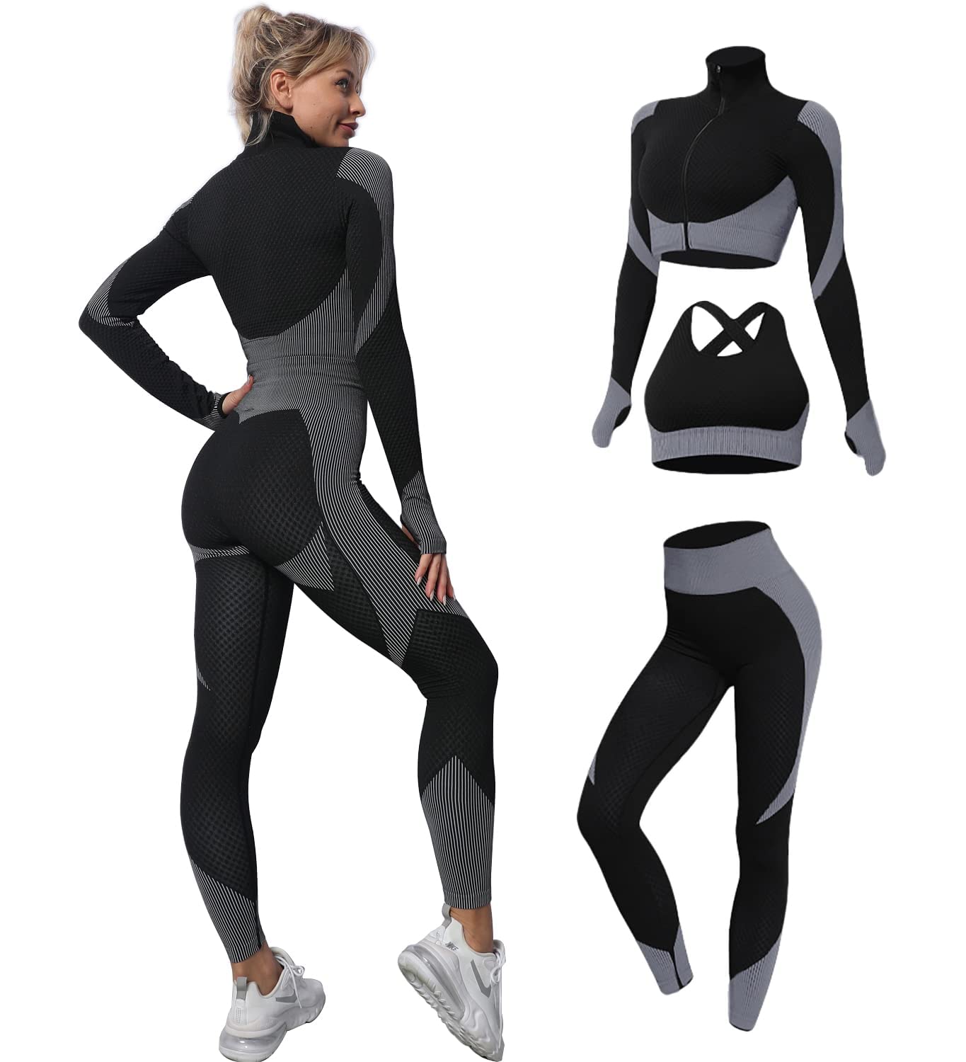 3pcs Seamless Workout Outfits Sets