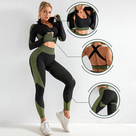3pcs Seamless Workout Outfits Sets